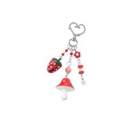 Zeizafa Christmas Tree Ornament Keyring Resin Mushroom Star Bells Strawberry Charm Practical Metal Bag Accessory Holiday Decoration Colorful Christmas Pendant Accessory