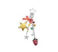 Zeizafa Christmas Tree Ornament Keyring Resin Mushroom Star Bells Strawberry Charm Practical Metal Bag Accessory Holiday Decoration Colorful Christmas Pendant Accessory