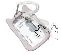 Zeizafa Clear Photocard Case Cats Ear Photocard Holders Keychain Card Sleeve Bus Protector Lovely Covers Lovely Cover Cats Ear Bus Sleeve Clear Photo