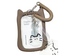 Zeizafa Clear Photocard Case Cats Ear Photocard Holders Keychain Card Sleeve Bus Protector Lovely Covers Lovely Cover Cats Ear Bus Sleeve Clear Photo