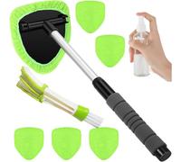 Zeizafa Lavavetri Regolabile con Manico Estensibile e 6 Cuscinetti in Microfibra Lavabili per Tutti i Veicoli Detergente per vetri automobilistici