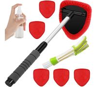 Zeizafa Lavavetri Regolabile con Manico Estensibile e 6 Cuscinetti in Microfibra Lavabili per Tutti i Veicoli Detergente per vetri automobilistici