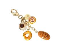 Zeizafa Portachiavi alla moda con ciondolo a forma di tazza di caffè e pane, accessorio portatile, per donne e ragazze, per uso quotidiano