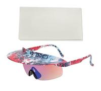 ZEKANXX Visiera Fissato Occhiali Da Sole Ombra Occhiali Da Sole Antivento Occhiali Da Sole Occhiali Da Sole Con Visiera, Pellicola di trasferimento dell'acqua blu rossa, taglia unica