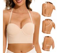 Zekeylin Reggiseni a Schiena Bassa-con Schiena Scoperta Invisibile e Ferretto - con Scollo Multiway Convertibili con Taglio Basso per Le Donne(Nude, 2D)