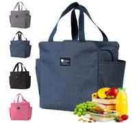 ZELAITE Borsa per il pranzo, piccola borsa per il pranzo, borsa termica isolata, con tasche laterali, per scuola, picnic, attività all'aperto o lavoro