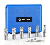 ZELCAN 6 Punte per Trapano Magnetico, Set Frese a Corona HSS con Scanalature Elicoidali a Spirale, Profondità di Taglio 30 mm Diametro 12-22 mm, con 2 Spine Guida e Custodia per Acciaio Alluminio Rame