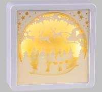 Zelda Bomboniere Quadro Paesaggio Papercut Luci 16x16 Addobbi Natale (B)