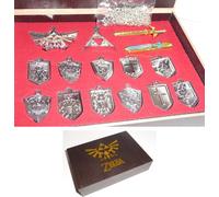 ZELDA LINK Box SET 14 Miniature Repliche Metallo SPADE SCUDI Ciondoli DieCast