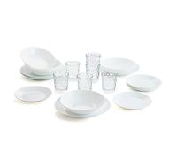 Zelie Servizio da tavola per 6 persone Bianco 18 pezzi Set di 6 bicchieri in