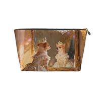 Zelinge Beauty case impermeabile borsa da toilette da viaggio organizer cosmetico, Elegante specchio con cane dorato, Taglia unica