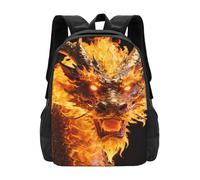 Zelinge Bookbag Zaino da viaggio per computer portatile Borsa da viaggio Zaini da trekking, Drago e Fuoco sul Buio, One Size, Zaino da viaggio casual