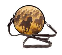 Zelinge Borsa a tracolla per donna borsa a tracolla piccola borsa a tracolla in pelle PU, Pittura dinamica della mandria di cavalli selvat, Taglia unica