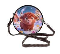 Zelinge Borsa a tracolla per le donne borsa circolare con cerniera tracolla regolabile borse a tracolla, Anime Highland Cow, Taglia unica