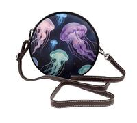 Zelinge Borsa a tracolla tropicale per le donne borsa a tracolla circolare per le donne piccole borse in ecopelle, Medusa Blu Scuro, Taglia unica