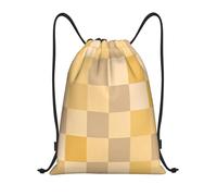 Zelinge Borsa con coulisse per yoga, danza, viaggio, Scacchiera sfumata in giallo e beige, 14 x 16.9 inch, Zaini Daypack