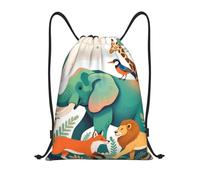 Zelinge Borsa da bagno con coulisse per la spiaggia, Scena Animale Giungla Vibrante, 16.5 x 19.6 inch, Zaini Daypack