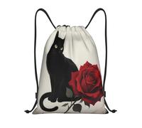 Zelinge Borsa da bagno con sacca da palestra con coulisse per spiaggia, Gatto Rosa Rossa, 16.5 x 19.6 inch, Zaini Daypack