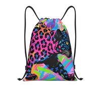 Zelinge Borsa da nuoto con coulisse per sport e palestra, Vivid Leopard Multicolore, 14 x 16.9 inch, Zaini Daypack