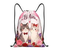 Zelinge Borsa da palestra con coulisse per spiaggia, Graziosa coppia di gattini con rose, 16.5 x 19.6 inch, Zaini Daypack