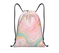 Zelinge Borsa da palestra con coulisse, sacca da nuoto per spiaggia, Fluid Art Soft Verde Oro, 16.5 x 19.6 inch, Zaini Daypack