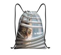 Zelinge Borsa da palestra con coulisse, sacca da nuoto per spiaggia, Gatto che ti guarda, 16.5 x 19.6 inch, Zaini Daypack