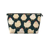 Zelinge Borsa da trucco piccola del fumetto per la borsa impermeabile della borsa della borsa piccola cosmetica borse per le donne, Cartone animato polli verde scuro-1, Taglia unica