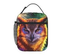 Zelinge Borsa per il pranzo con tasche gufo occhiolino verde fuochi d'artificio piccola borsa termica per il pranzo mini borsa termica per ufficio lavoro viaggio