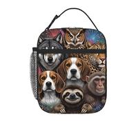 Zelinge Borsa per il pranzo riutilizzabile per lavoro, picnic, fuochi d'artificio e arte animale, borsa portatile per il pranzo per donne e uomini, mini borsa termica per lavoro, viaggi, pendolari