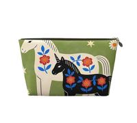 Zelinge Borse cosmetiche compatte della borsa da toeletta della borsa di trucco piccole per le donne, Unicorni Floreale Verde-1, Taglia unica