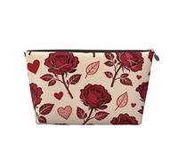 Zelinge Borse cosmetiche compatte di viaggio della borsa da toilette della borsa di trucco con la chiusura lampo, Rose Cuori Beige Cute-1, One Size