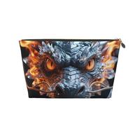 Zelinge Borse cosmetiche della borsa di toilette di viaggio della borsa di trucco piccole per le donne, Drago d'argento con fiamma-1, Taglia unica