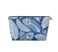 Zelinge Borse cosmetiche della borsa di toilette di viaggio della borsa di trucco piccole per le donne, Piume bianche Navy-1, One Size