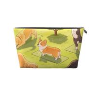 Zelinge Borse cosmetiche impermeabili della borsa da toilette della borsa compatta di trucco con la chiusura lampo, Cani che fanno yoga, One Size