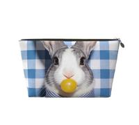 Zelinge Borse cosmetiche impermeabili della borsa da toilette della borsa compatta di trucco con la chiusura lampo, Plaid blu coniglio cute-1, One Size