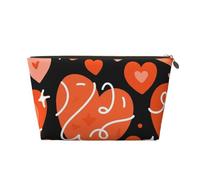 Zelinge Borse cosmetiche impermeabili di viaggio della borsa da toeletta compatta della borsa di trucco con la chiusura, Cuori rossi arancioni scuri-1, Taglia unica