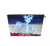 Zelinge Borse cosmetiche portatili della borsa da toeletta della borsa di trucco piccole per le donne, Scheletro blu, Taglia unica