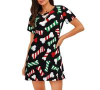 Zelinge Camicia da notte estiva Camicia da notte allentata Casual Sleep Dress Comodo Loungewear S-3XL, Ossa al buio, XX-Large