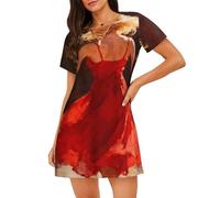 Zelinge Camicia da notte estiva da donna camicia da notte da donna pigiama camicia abito da notte da donna S-3XL, Ballerina in abito rosso, XL