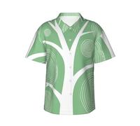 Zelinge Camicia hawaiana da uomo, casual, a maniche corte, con bottoni, per vacanze e spiaggia, S-3XL, Carino Albero Arte Verde, M