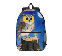 Zelinge Cat In Tropical Green Zaino da viaggio per donne uomini borsa computer zaino zaino 43 pollici di altezza, Gufo Luna Halloween, Taglia unica, Zaini da viaggio