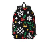 Zelinge Cat In Tropical Green Zaino da viaggio per donne uomini borsa computer zaino zaino 43 pollici di altezza, Fiocchi di neve di Natale Bacche Nero, Taglia unica, Zaini da viaggio