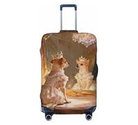 Zelinge Copertura elastica colorata per valigie, copertura protettiva resistente ai graffi, Elegante specchio con cane dorato, for 25-28 Inch Luggages L