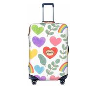 Zelinge Copertura elastica colorata per valigie da viaggio, resistente ai graffi, Arcobaleno Carino Bradipi Cuori, for 29-32 Inch Luggages XL