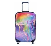Zelinge Copertura elastica dei bagagli del fumetto della copertura della valigia di viaggio della protezione antigraffio coperture, Cielo pastello con meduse arcobaleno, for 25-28 Inch Luggages L