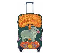 Zelinge Copertura elastica lavabile per valigia, Cuore floreale ippopotamo verde, for 25-28 Inch Luggages L