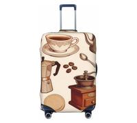 Zelinge Copertura elastica per bagagli, Elementi Caffè Vintage, for 22-24" Suitcase M, Copertura elastica per valigia da viaggio
