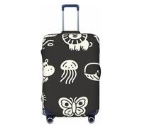 Zelinge Copertura elastica per valigia, resistente ai graffi, Carino Animali Icona Scuro, for 25-28 Inch Luggages L