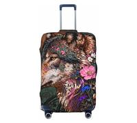 Zelinge Copertura elastica per valigia, resistente ai graffi, Ritratto di lupo fiore metallico, for 29-32 Inch Luggages XL