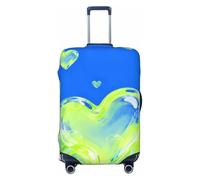 Zelinge Copertura elastica per valigie da viaggio, antigraffio, Cuore Verde Blu Carino, for 18-21 Inch Luggages S